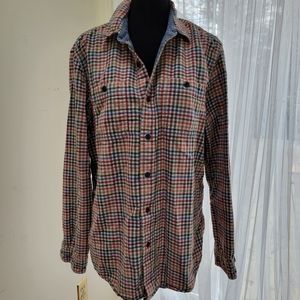 LL Bean Mens Checked Button Front Shirt/Jacket Chambray Lined Size M reg